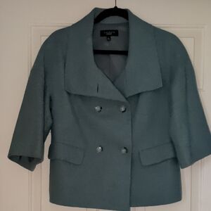 Talbots Blue Pea Coat Double-Breasted Structured